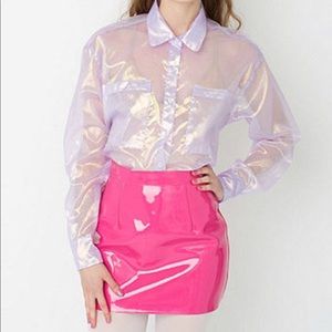 American Apparel Hot Pink PVC Plastic Skirt